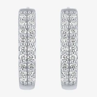 (Gh / Si2 I1) Womens 1/6 CT. T.W. Lab Grown White Diamond 10K Gold 12mm Hoop Earrings