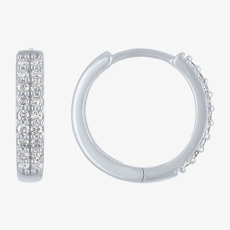 (Gh / Si2 I1) Womens 1/6 CT. T.W. Lab Grown White Diamond 10K Gold 12mm Hoop Earrings