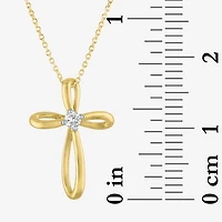 (Si2-I1/G-H) Womens Diamond Accent Lab Grown White Diamond 10K Gold Cross 18 Inch Pendant Necklace