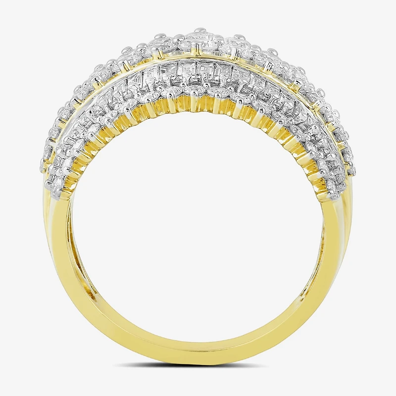 (G/Si2) Womens 2 CT. T.W. Lab Grown White Diamond 10K Gold Cluster Cocktail Ring