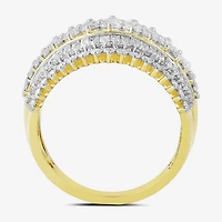 (G/Si2) Womens 2 CT. T.W. Lab Grown White Diamond 10K Gold Cluster Cocktail Ring