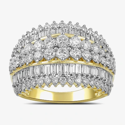 (G/Si2) Womens 2 CT. T.W. Lab Grown White Diamond 10K Gold Cluster Cocktail Ring