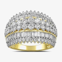 (G/Si2) Womens 2 CT. T.W. Lab Grown White Diamond 10K Gold Cluster Cocktail Ring