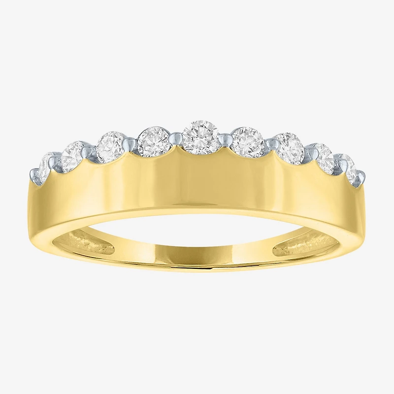 (G-H / Si2-I1) Womens 1/3 CT. T.W. Lab Grown White Diamond 10K Gold Anniversary Band