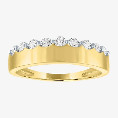 (G-H / Si2-I1) Womens 1/3 CT. T.W. Lab Grown White Diamond 10K Gold Anniversary Band