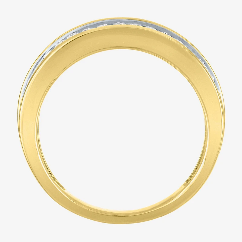 (G-H / Si-I1)) Womens 6.5MM 1 CT. T.W. Lab Grown White Diamond 10K Gold Anniversary Wedding Band