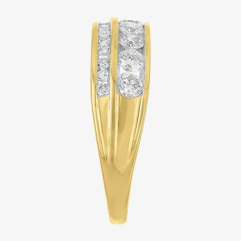 (G-H / Si-I1)) Womens 6.5MM 1 CT. T.W. Lab Grown White Diamond 10K Gold Anniversary Wedding Band