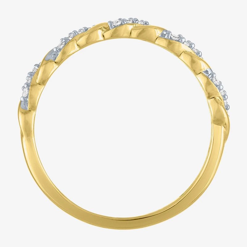 (G-H / Si2-I1) Womens 3MM 1/10 CT. T.W. Lab Grown White Diamond 10K Gold Anniversary Wedding Band