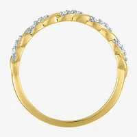 (G-H / Si2-I1) Womens 3MM 1/10 CT. T.W. Lab Grown White Diamond 10K Gold Anniversary Wedding Band