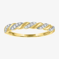 (G-H / Si2-I1) Womens 3MM 1/10 CT. T.W. Lab Grown White Diamond 10K Gold Anniversary Wedding Band