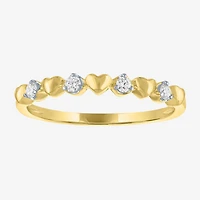 (G-H / Si2 I1) Womens 1/10 CT. T.W. Lab Grown White Diamond 10K Gold Heart Anniversary Wedding Band