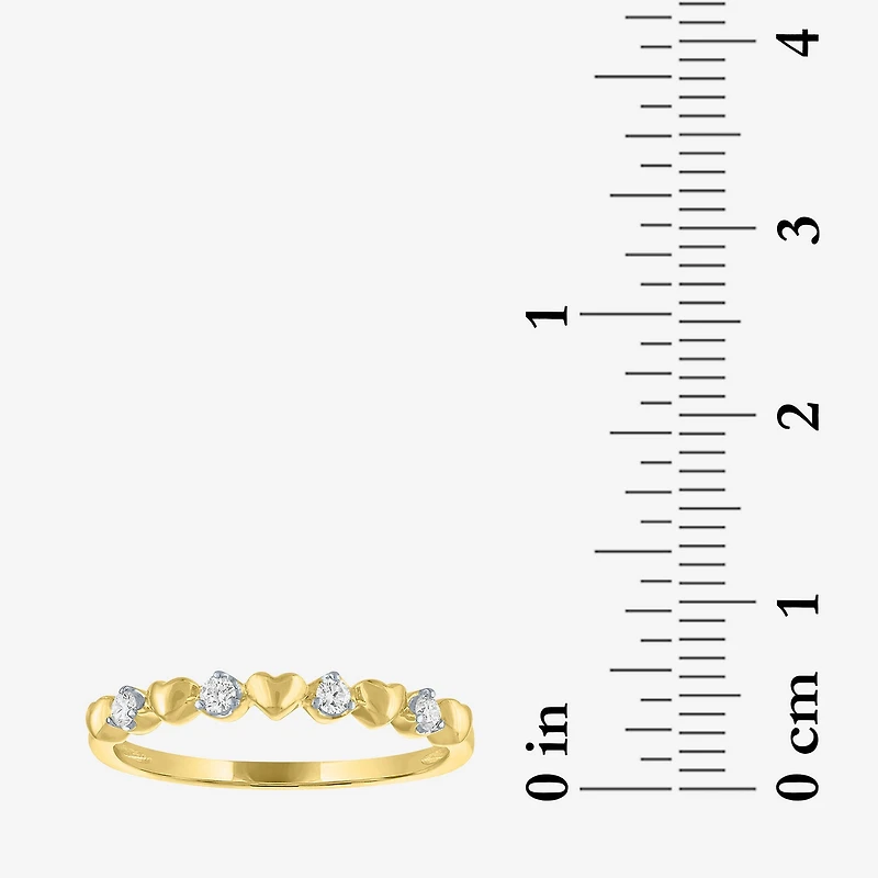 (G-H / Si2 I1) Womens 1/10 CT. T.W. Lab Grown White Diamond 10K Gold Heart Anniversary Wedding Band