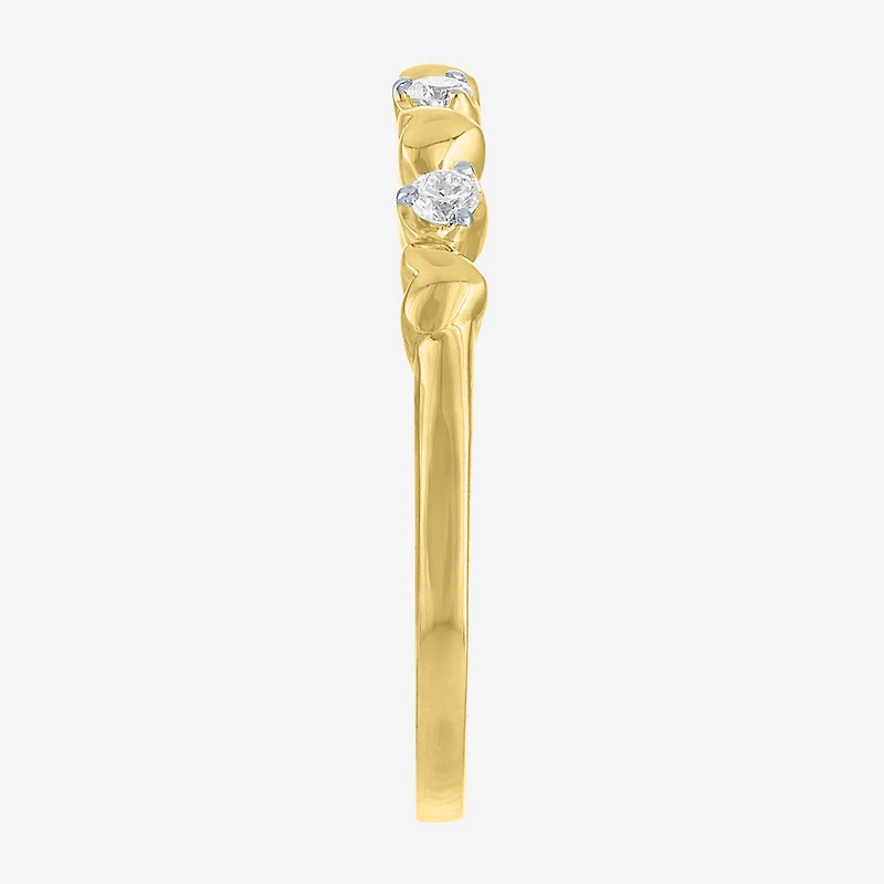 (G-H / Si2 I1) Womens 1/10 CT. T.W. Lab Grown White Diamond 10K Gold Heart Anniversary Wedding Band