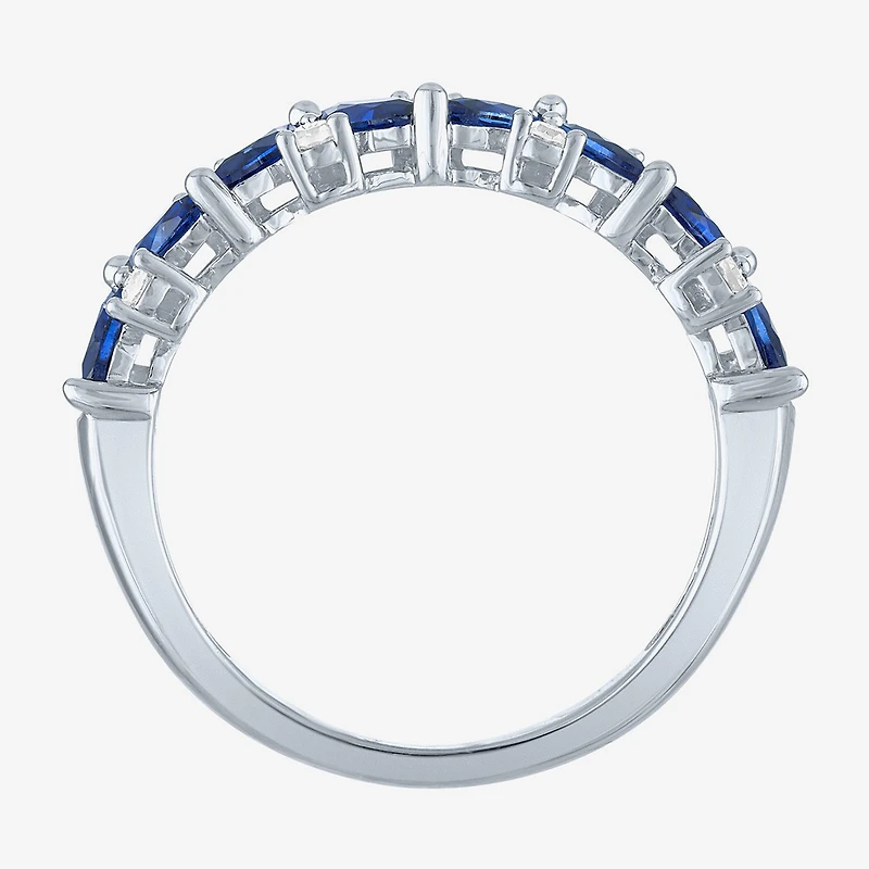 Modern Bride Gemstone Womens 1/10 CT. T.W. Lab Created Blue Sapphire 10K Gold Wedding Band
