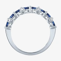 Modern Bride Gemstone Womens 1/10 CT. T.W. Lab Created Blue Sapphire 10K Gold Wedding Band