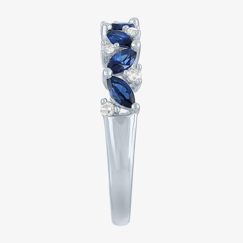 Modern Bride Gemstone Womens 1/10 CT. T.W. Lab Created Blue Sapphire 10K Gold Wedding Band