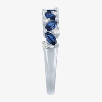 Modern Bride Gemstone Womens 1/10 CT. T.W. Lab Created Blue Sapphire 10K Gold Wedding Band