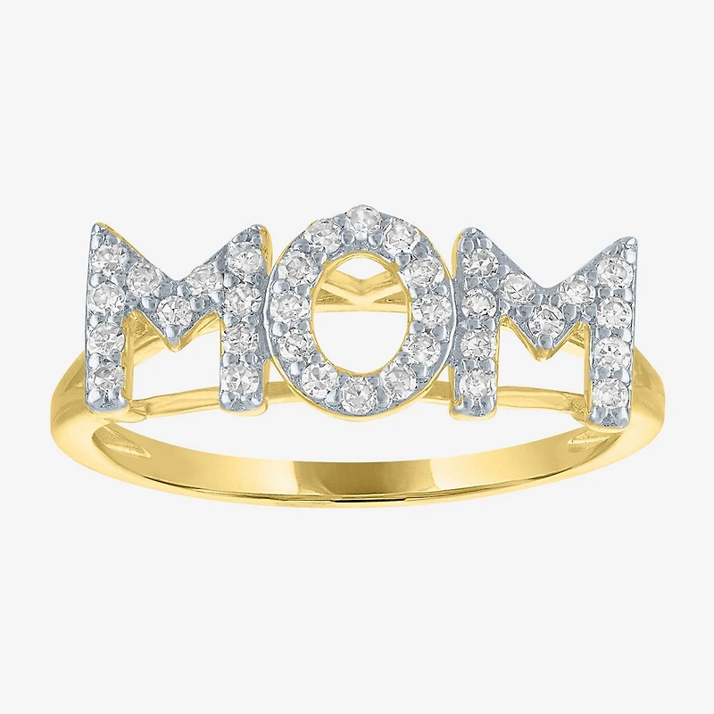 Diamond Addiction (G-H, Si2-I1) "Mom" Womens 1/4 CT. T.W. Lab Grown White 14K Gold Over Silver Sterling Band