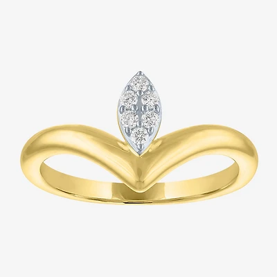 Diamond Addiction (G-H, Si2-I1) Womens 1/10 CT. T.W. Lab Grown White 14K Gold Over Silver Sterling Marquise Cocktail Ring