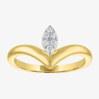 Diamond Addiction (G-H, Si2-I1) Womens 1/10 CT. T.W. Lab Grown White 14K Gold Over Silver Sterling Marquise Cocktail Ring