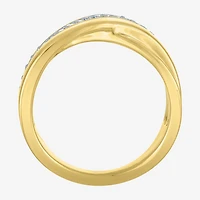 Diamond Addiction (G-H, Si2-I1) Womens 10.5MM 1/4 CT. T.W. Lab Grown White 14K Gold Over Silver Sterling Round Crossover Side Stone Band