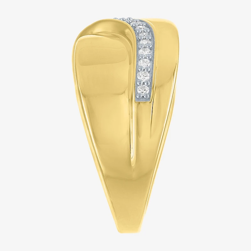 Diamond Addiction (G-H, Si2-I1) Womens 10.5MM 1/4 CT. T.W. Lab Grown White 14K Gold Over Silver Sterling Round Crossover Side Stone Band