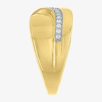 Diamond Addiction (G-H, Si2-I1) Womens 10.5MM 1/4 CT. T.W. Lab Grown White 14K Gold Over Silver Sterling Round Crossover Side Stone Band