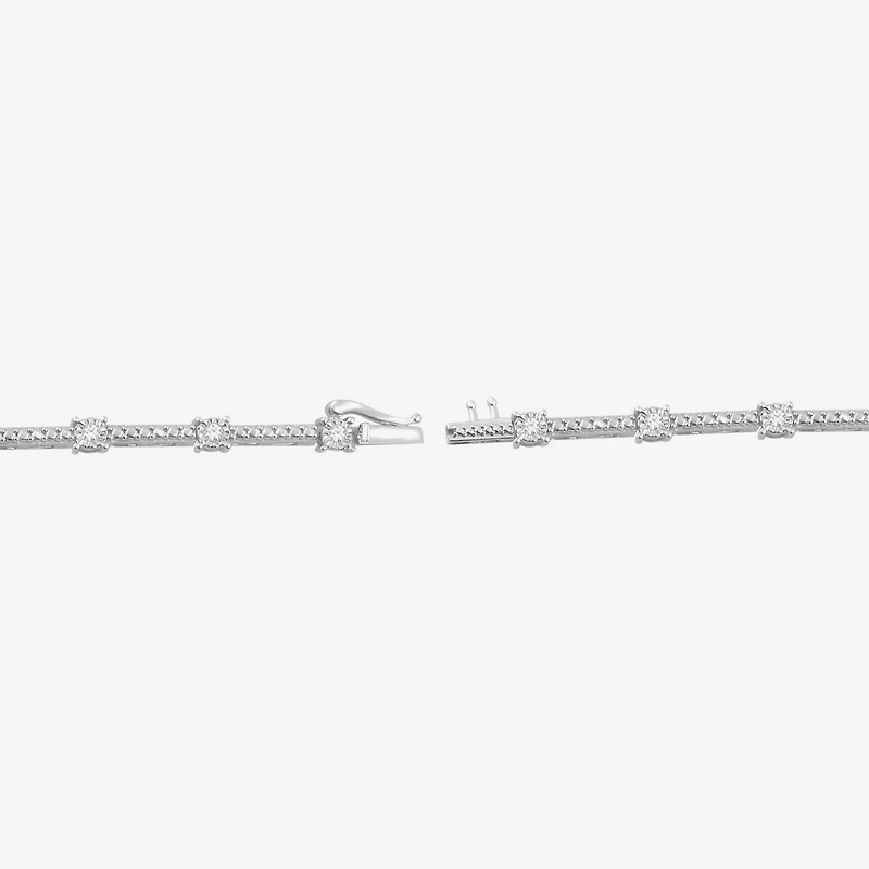 Womens 1/ CT. T.W. Lab Grown White Diamond Sterling Silver 7.25 Inch Tennis Bracelet