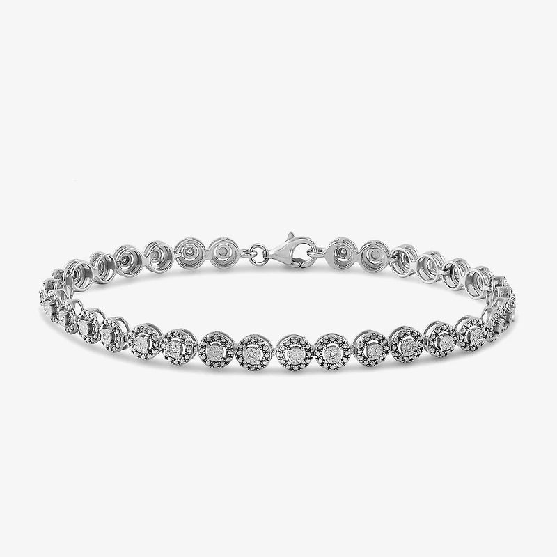 Womens 1/ CT. T.W. Lab Grown White Diamond Sterling Silver 7.25 Inch Tennis Bracelet
