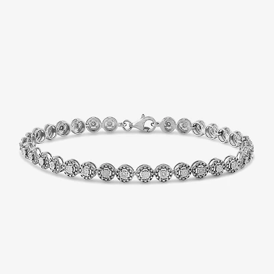 Womens 1/ CT. T.W. Lab Grown White Diamond Sterling Silver 7.25 Inch Tennis Bracelet