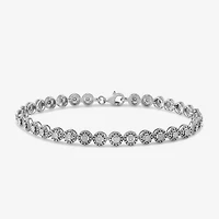 Womens 1/ CT. T.W. Lab Grown White Diamond Sterling Silver 7.25 Inch Tennis Bracelet
