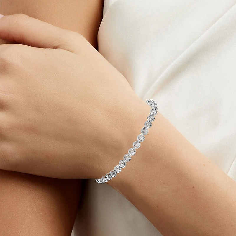 Womens 1/ CT. T.W. Lab Grown White Diamond Sterling Silver 7.25 Inch Tennis Bracelet