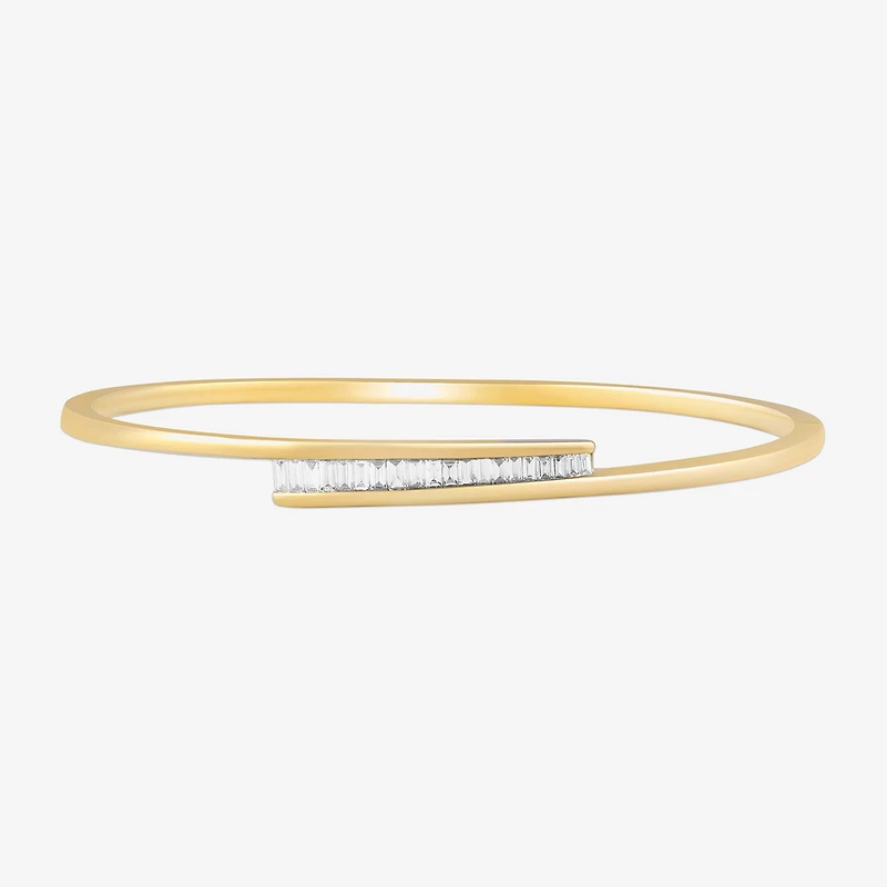 (F-Si1) Womens 1/2 CT. T.W. Lab Grown White Diamond 14K Gold Over Silver Bangle Bracelet
