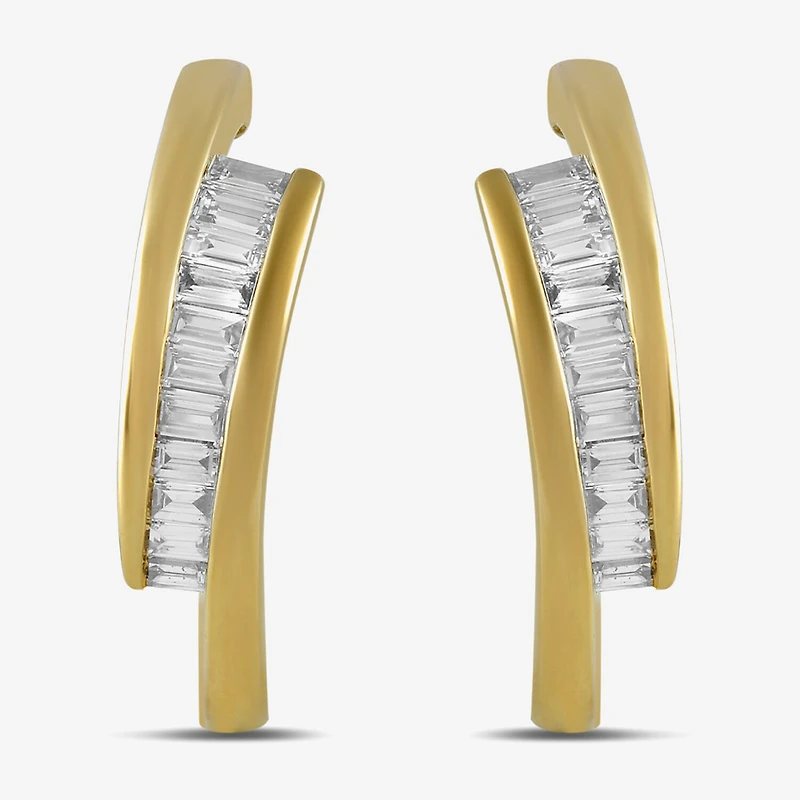 (F-Si1) Womens 1/2 CT. T.W. Lab Grown White Diamond 14K Gold Over Silver Sterling Silver 20.7mm Hoop Earrings