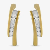 (F-Si1) Womens 1/2 CT. T.W. Lab Grown White Diamond 14K Gold Over Silver Sterling Silver 20.7mm Hoop Earrings