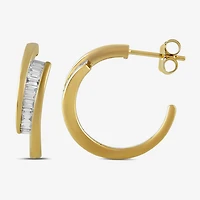 (F-Si1) Womens 1/2 CT. T.W. Lab Grown White Diamond 14K Gold Over Silver Sterling Silver 20.7mm Hoop Earrings