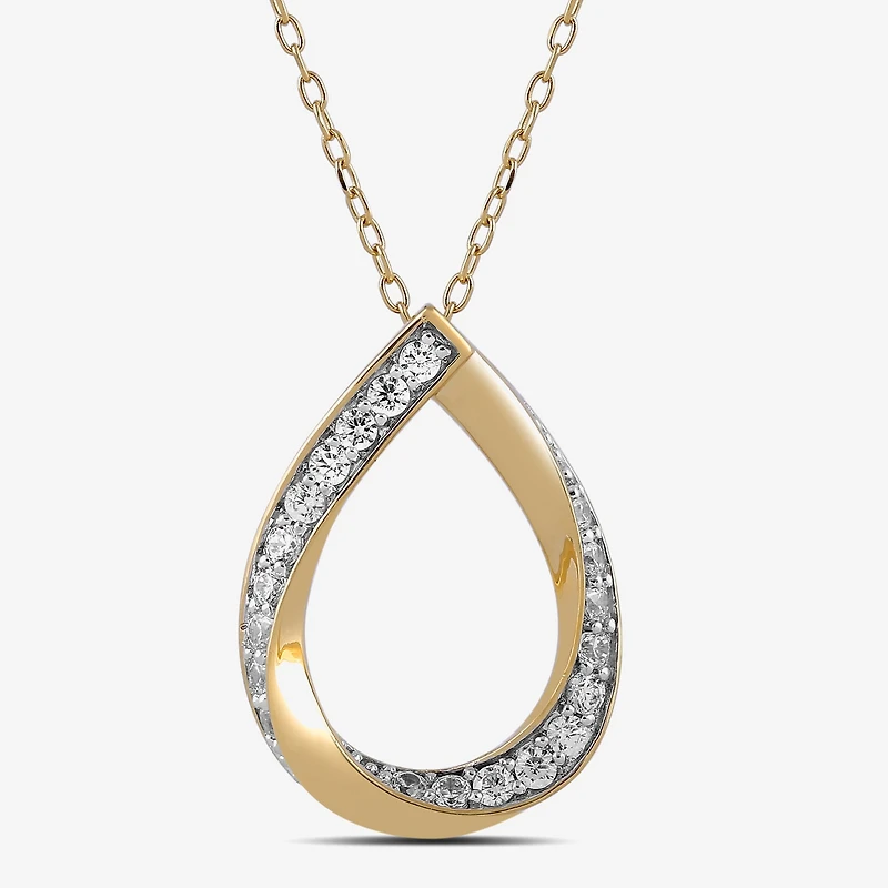(I / I2) Womens 1/3 CT. T.W. Lab Grown White Diamond 14K Gold Over Silver Sterling Silver Oval 18 Inch Pendant Necklace