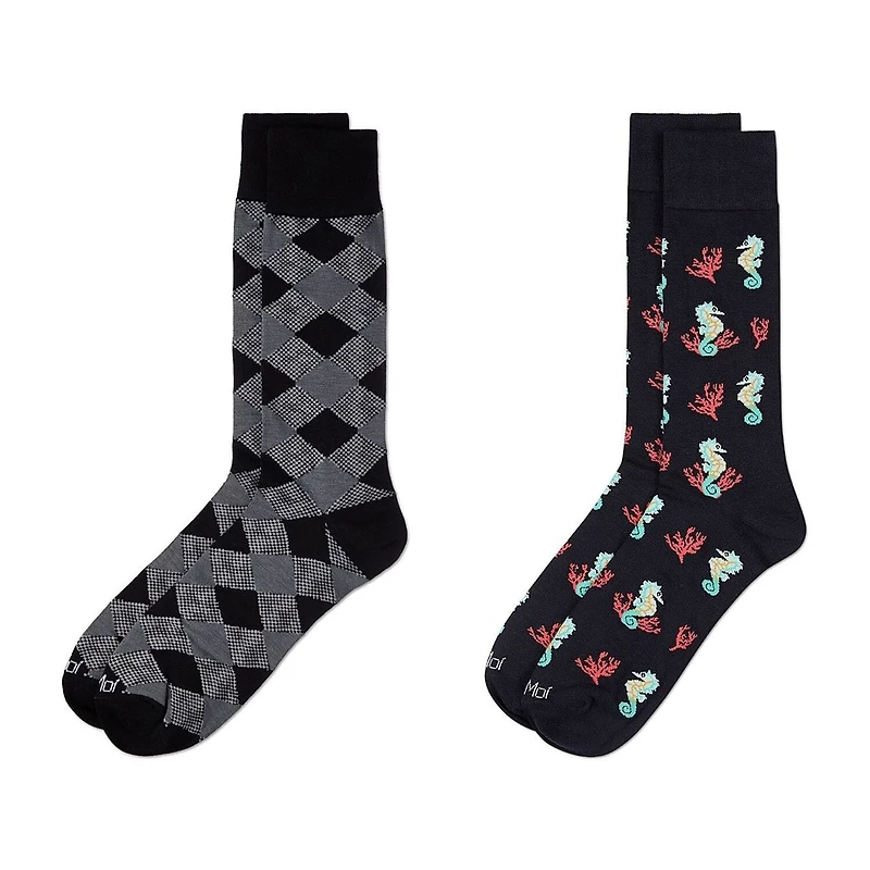 MeMoi Mens 2 Pair Crew Socks