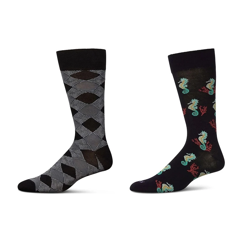 MeMoi Mens 2 Pair Crew Socks