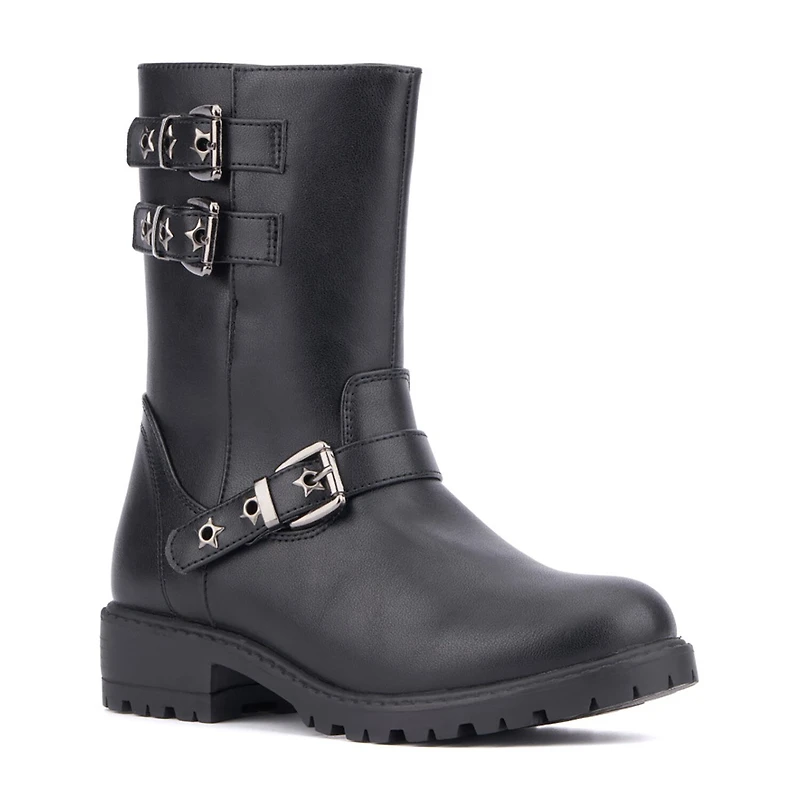 Olivia Miller Little & Big Kid Girls Moto Lug Sole Flat Heel Motorcycle Boots