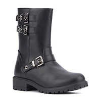 Olivia Miller Little & Big Kid Girls Moto Lug Sole Flat Heel Motorcycle Boots