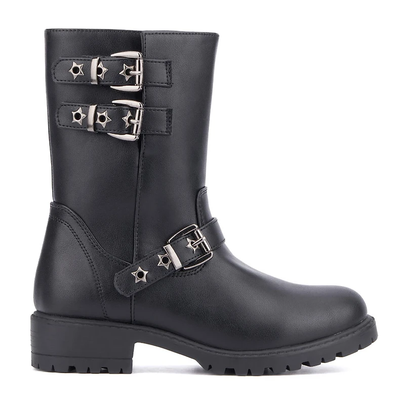 Olivia Miller Little & Big Kid Girls Moto Lug Sole Flat Heel Motorcycle Boots