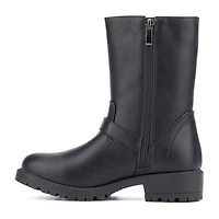 Olivia Miller Little & Big Kid Girls Moto Lug Sole Flat Heel Motorcycle Boots