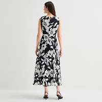 Sandra Darren Womens Round Neck Sleeveless Maxi Dress