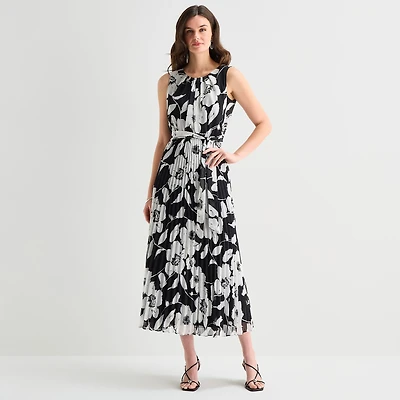 Sandra Darren Womens Round Neck Sleeveless Maxi Dress