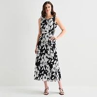 Sandra Darren Womens Round Neck Sleeveless Maxi Dress