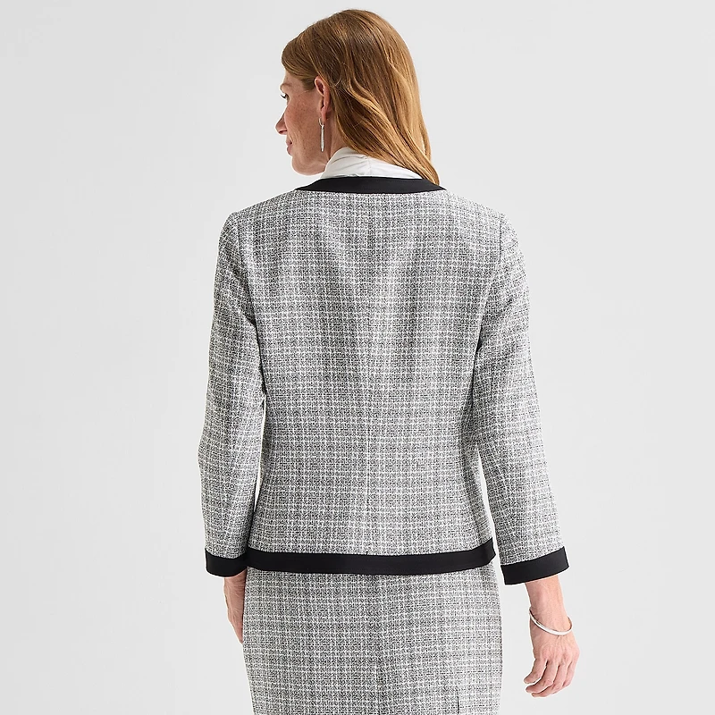 Black Label by Evan-Picone Tweed Womens Classic Fit Suit Jacket