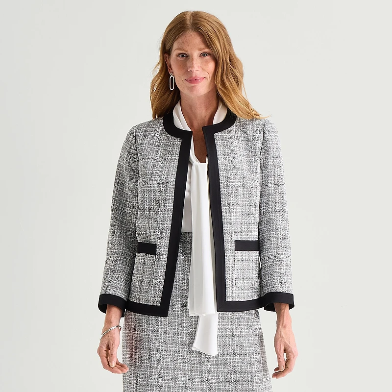 Black Label by Evan-Picone Tweed Womens Classic Fit Suit Jacket