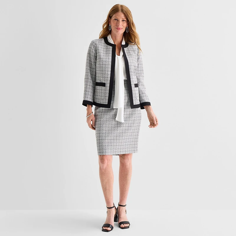 Black Label by Evan-Picone Tweed Womens Classic Fit Suit Jacket