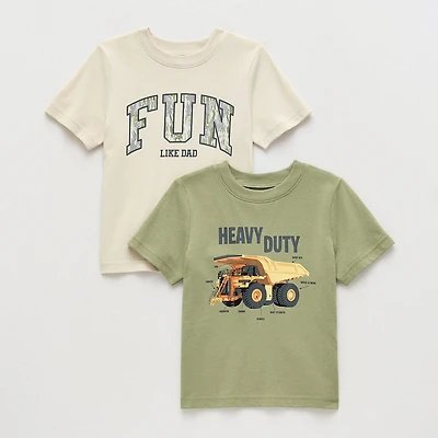 Okie Dokie Toddler & Little Boys Crew Neck Short Sleeve Regular Fit 2-pc. Graphic T-Shirt